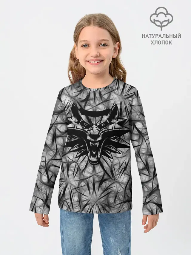 Детский лонгслив с принтом «Wolf»