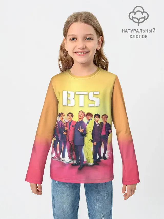 Детский лонгслив с принтом «BTS»