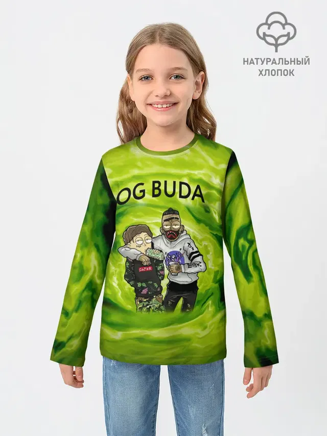 Детский лонгслив с принтом «OG Buda — Репер - OG Buda»