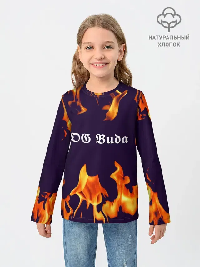 Детский лонгслив с принтом «OG Buda»