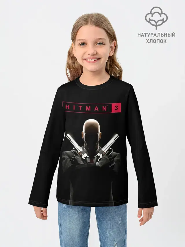 Детский лонгслив с принтом «Dual wielding — Hitman III»
