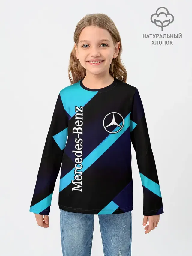 Детский лонгслив с принтом «Логотип — Mercedes Benz»