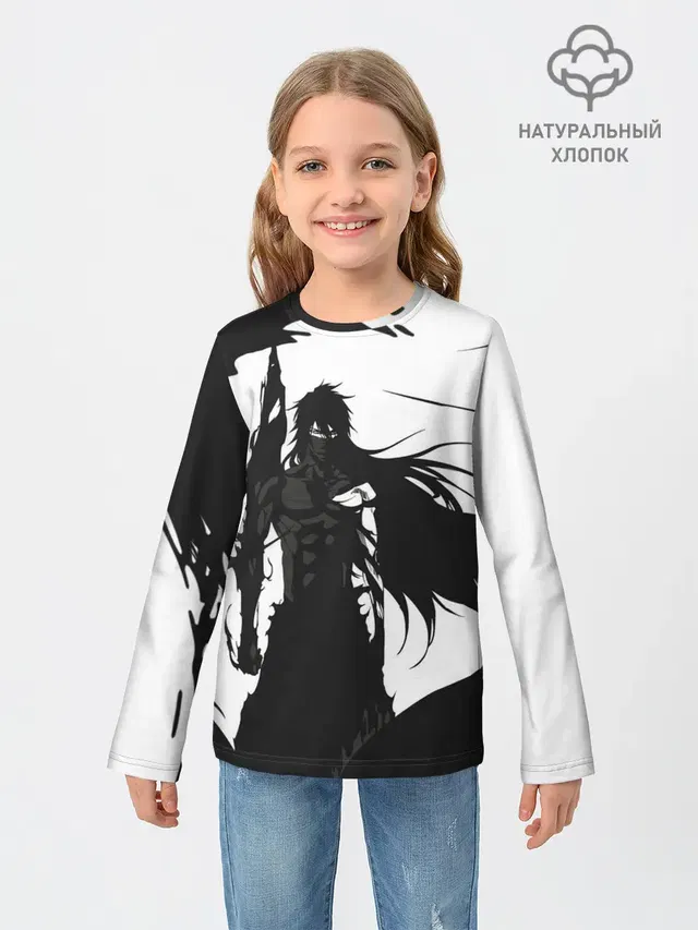 Детский лонгслив с принтом «Bleach black & — Bleach black & white»
