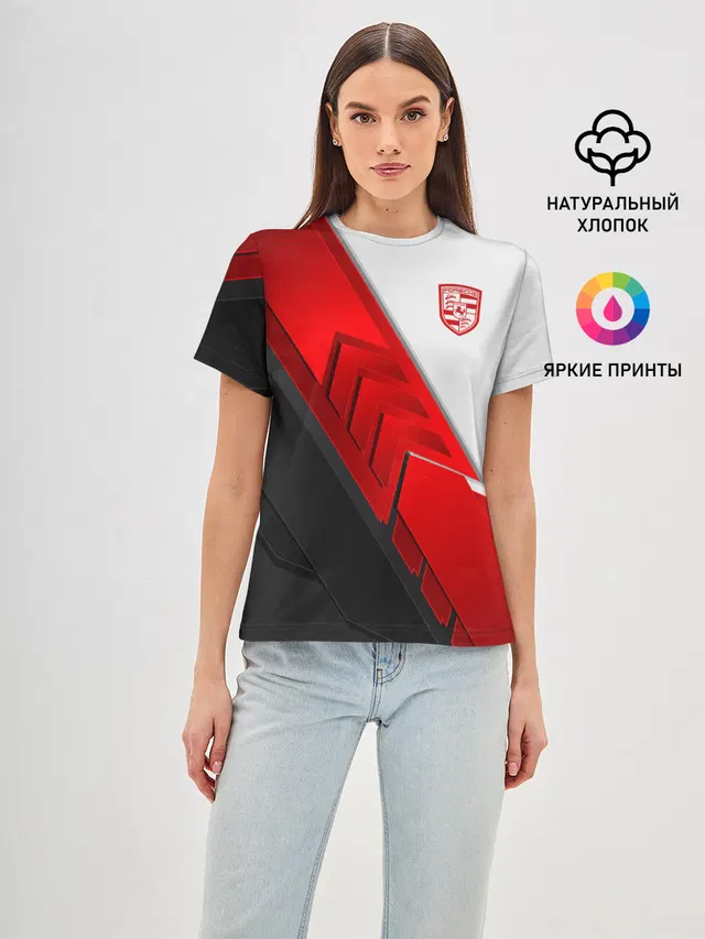 Женская базовая футболка с принтом «Porsche emblem»
