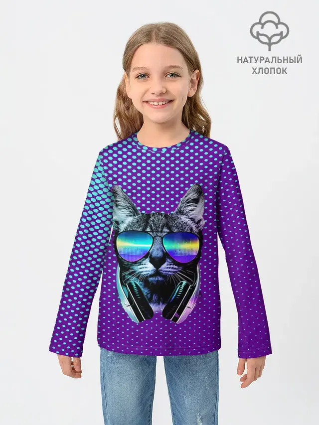 Кот очки наушники модный