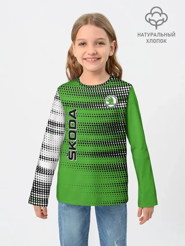 Детский лонгслив с принтом «Skoda»