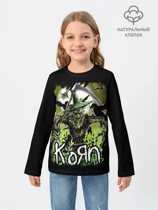 Детский лонгслив с принтом «KoЯn»