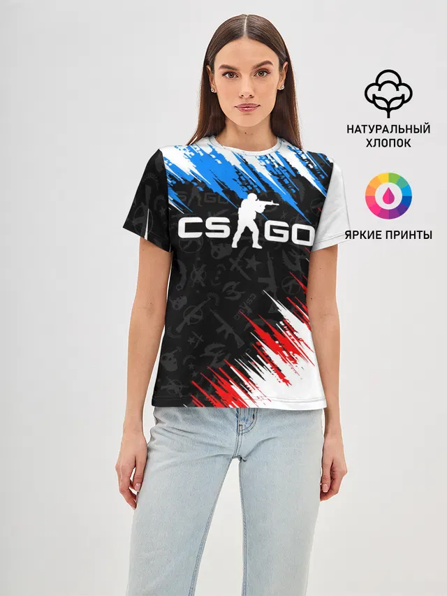Женская базовая футболка с принтом «Counter-Strike — CS GO»