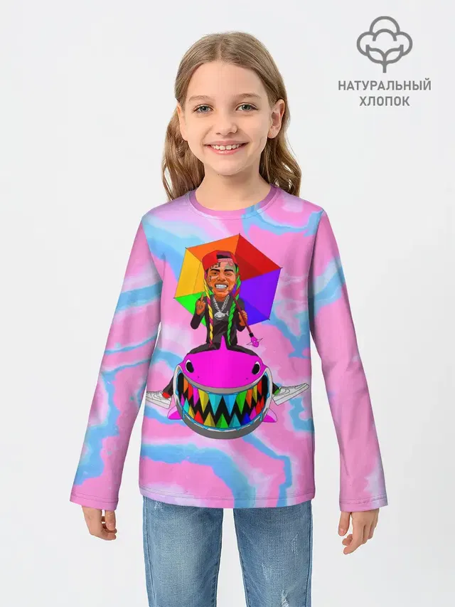 Детский лонгслив с принтом «6IX9INE — Tekasi69»