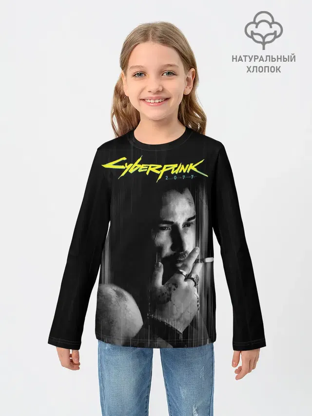 Детский лонгслив с принтом «Cyberpunk 2077 — Джонни»