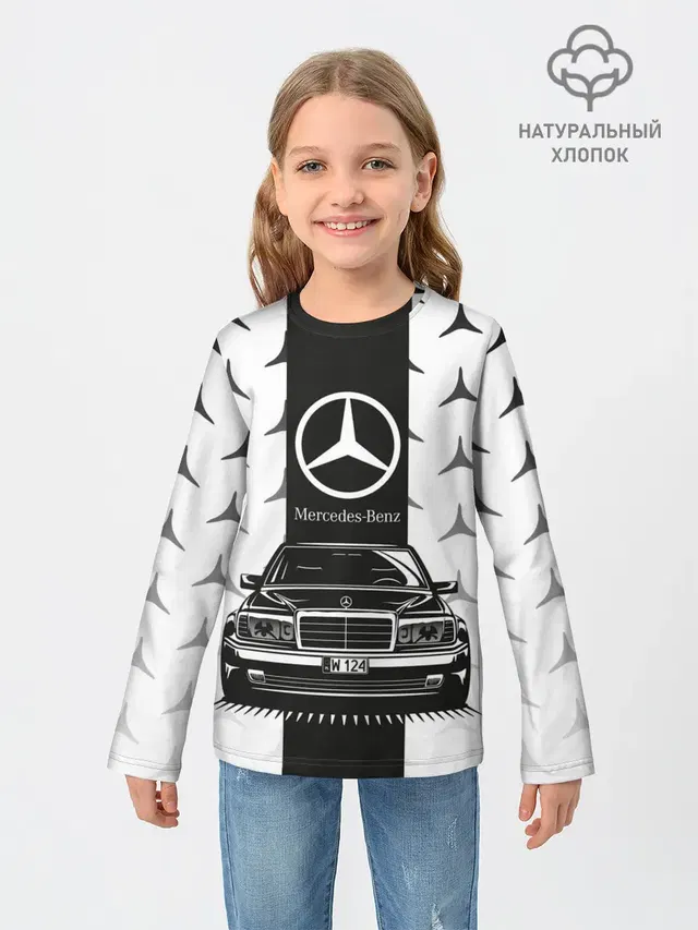 Детский лонгслив с принтом «Merсedes — MERCEDES BENZ»