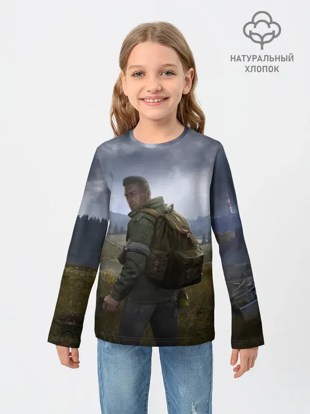 Детский лонгслив с принтом «Dayz Poster Дейзи Постер»