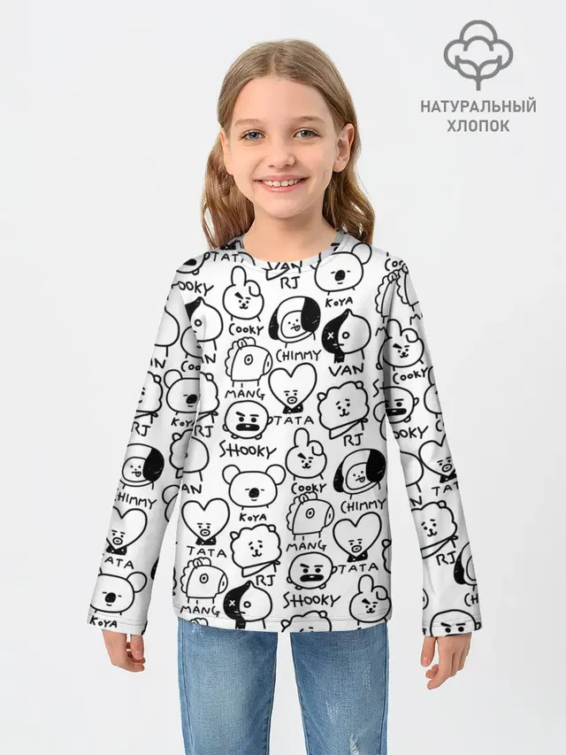 Детский лонгслив с принтом «BTS — BT21»