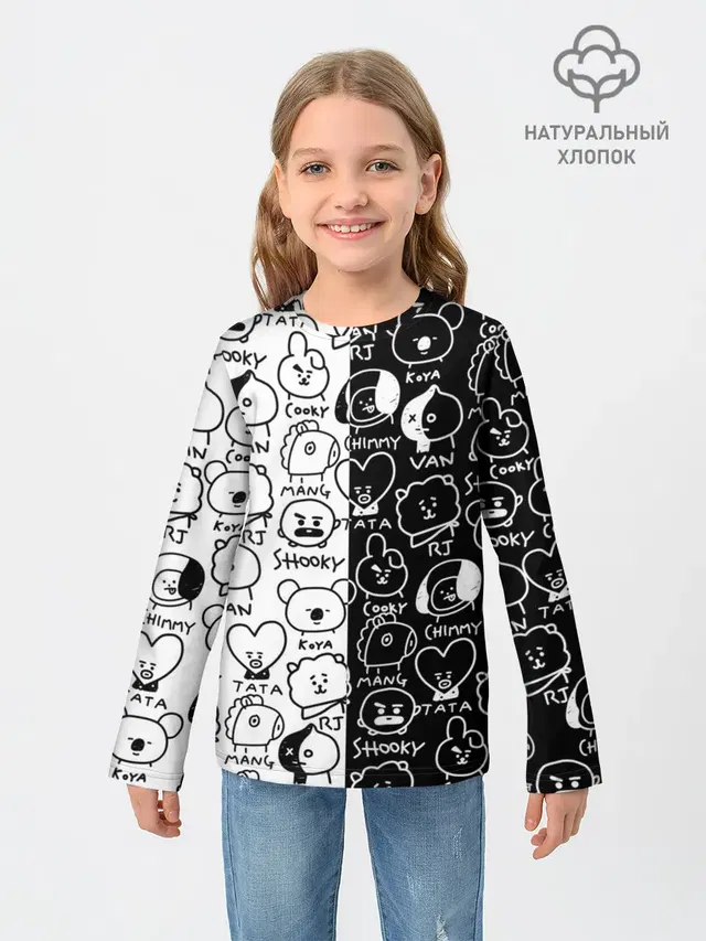 Детский лонгслив с принтом «BTS — BT21»