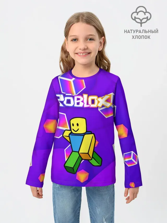Детский лонгслив с принтом «Роблокс — ROBLOX КУБЫ»