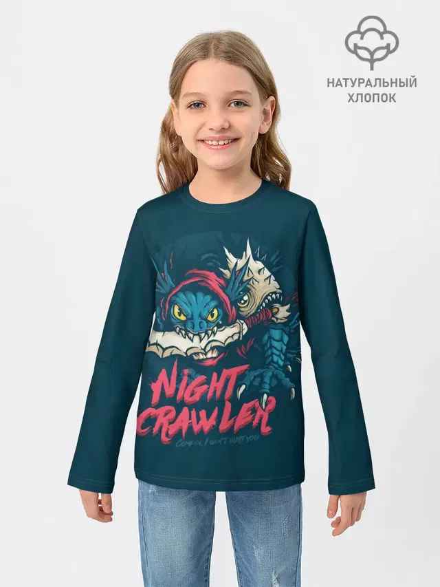 Детский лонгслив с принтом «Night Crawler Dota 2 — Night Crawler»