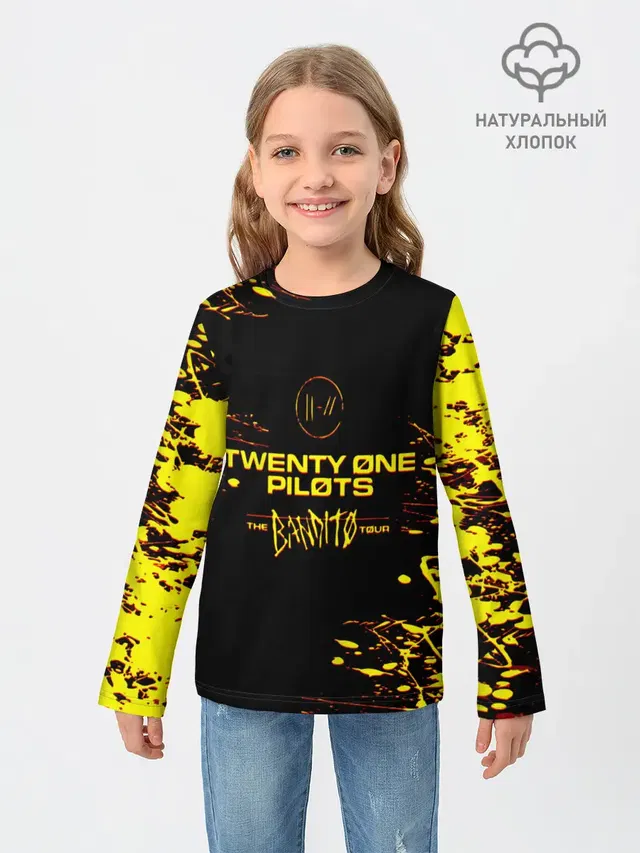 Детский лонгслив с принтом «Twenty One Pilots — TWENTY ONE PILOTS TOP.»