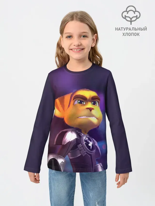 Детский лонгслив с принтом «Ratchet & Clank — Рэтчет и Кланr»