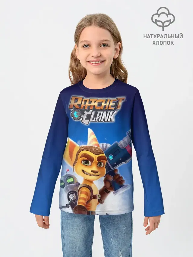 Детский лонгслив с принтом «Ratchet & Clank — Рэтчет и Кланr»