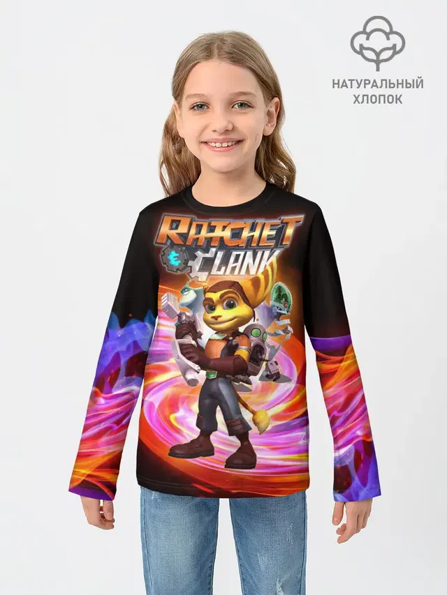 Детский лонгслив с принтом «Ratchet & Clank — Галактические рейнджеры»