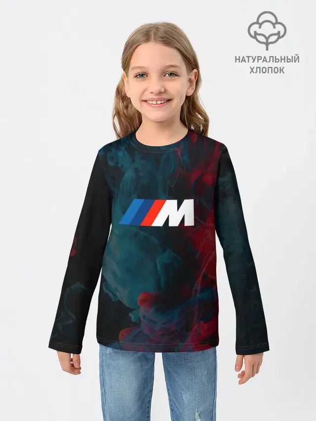 Детский лонгслив с принтом «BMW — BMW M Power — БМВ М»