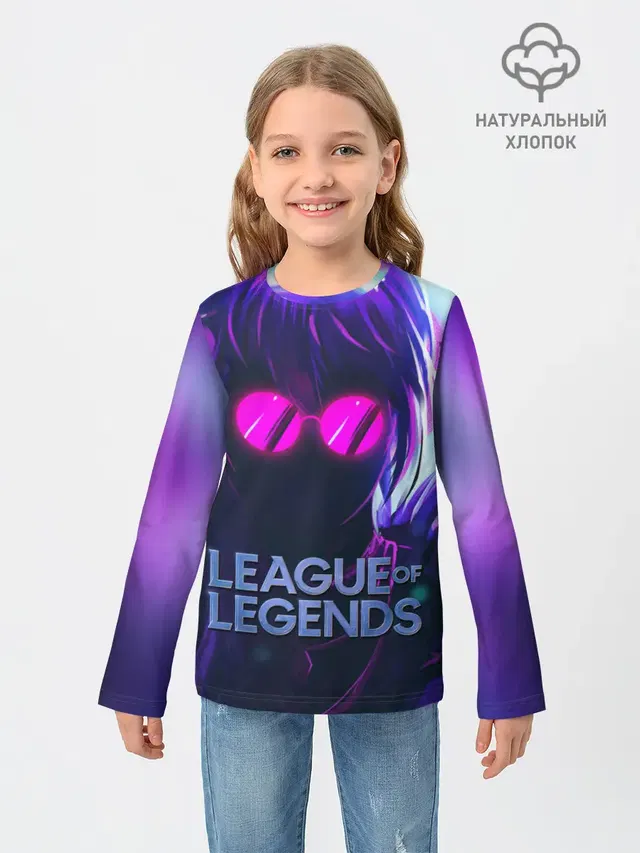 Детский лонгслив с принтом «Evelynn LOL — Evelynn»