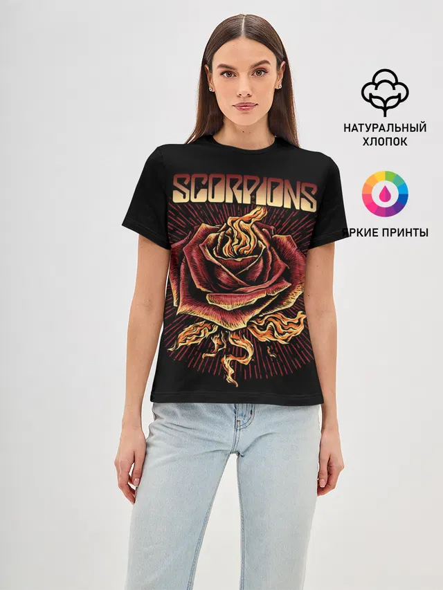 Женская базовая футболка с принтом «Scorpions»