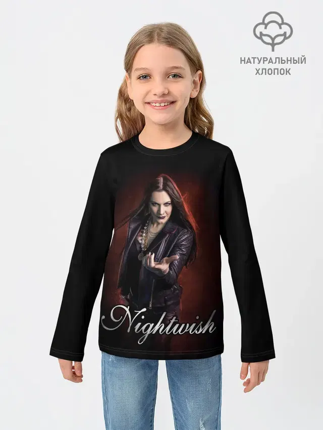 Детский лонгслив с принтом «Разный рок — NIGHTWISH»