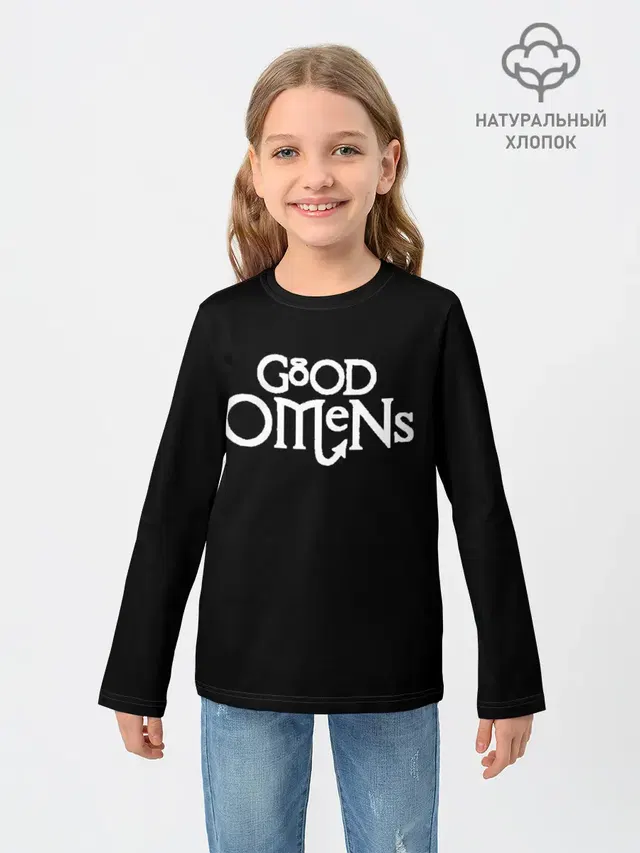Детский лонгслив с принтом «Благие знамения — GOOD OMENS»