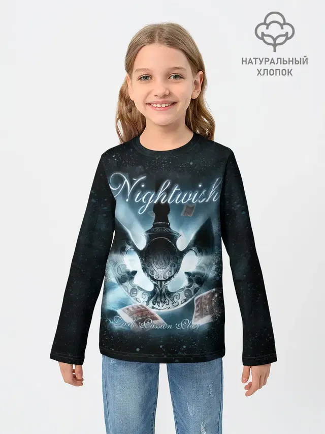 Детский лонгслив с принтом «Разный рок — NIGHTWISH»