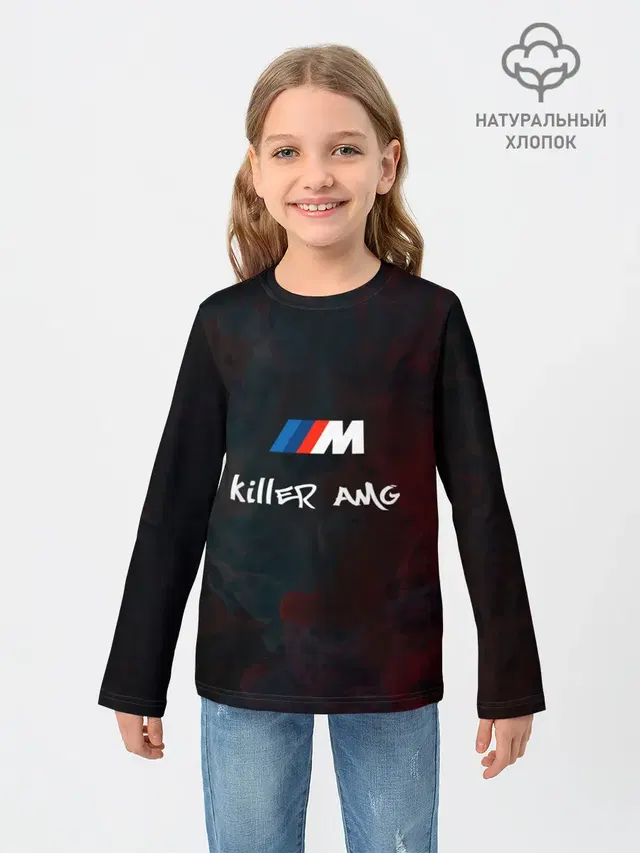 Детский лонгслив с принтом «BMW — BMW M — AMG Killer»