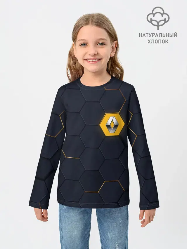 Детский лонгслив с принтом «Hexagonal pattern»