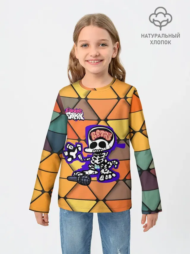Детский лонгслив с принтом «Skeleton»