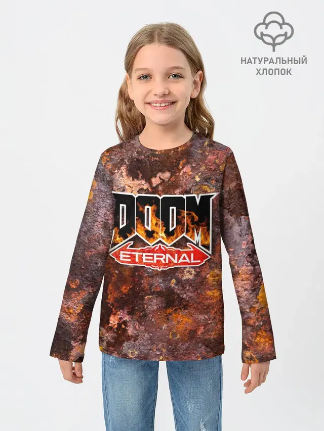 Детский лонгслив с принтом «Дум — DOOM Eternal»