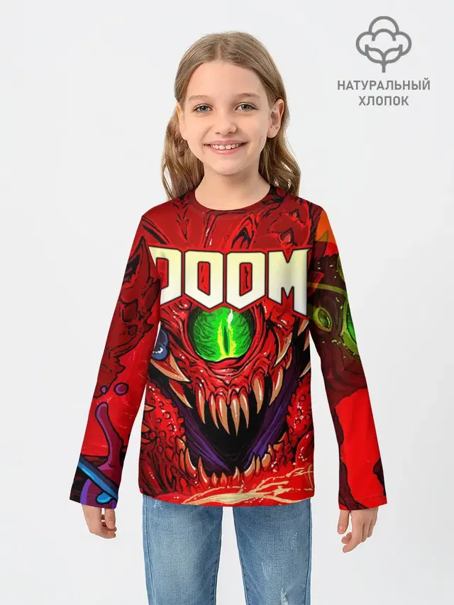 Детский лонгслив с принтом «Дум — DOOM Eternal»