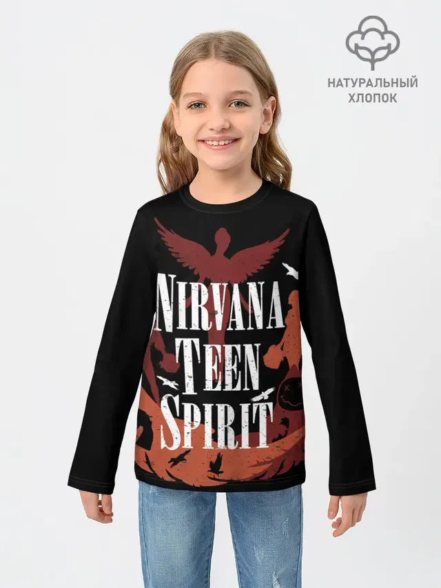 Детский лонгслив с принтом «Nirvana Teen Spirit»
