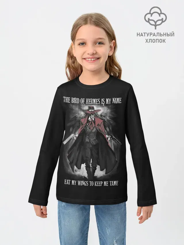Детский лонгслив с принтом «Hellsing — The bird of Hermes is my name»