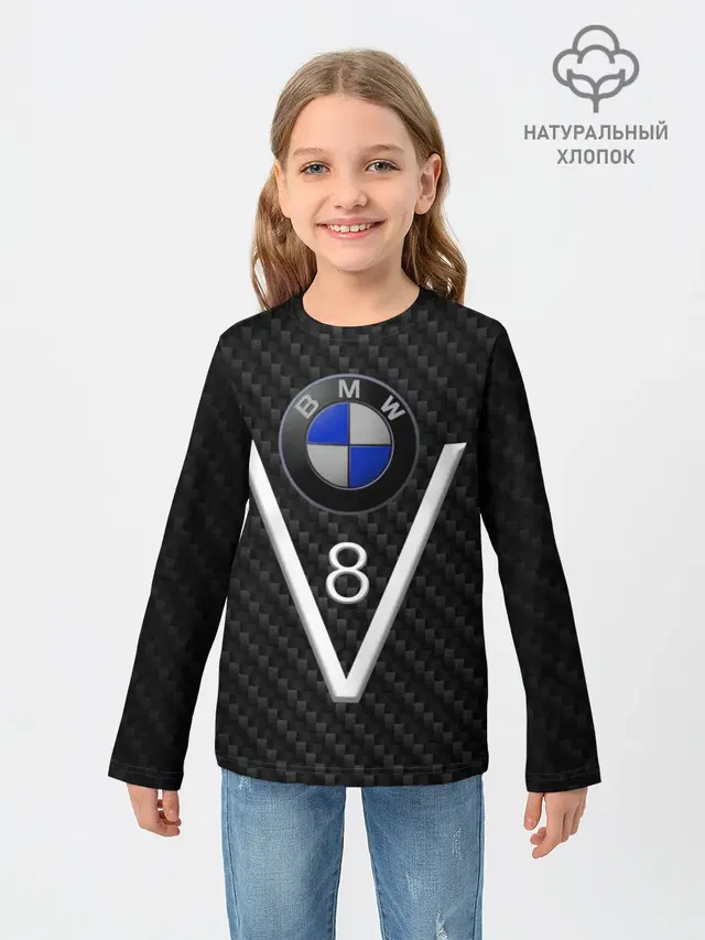 Детский лонгслив с принтом «BMW — BMW V8»