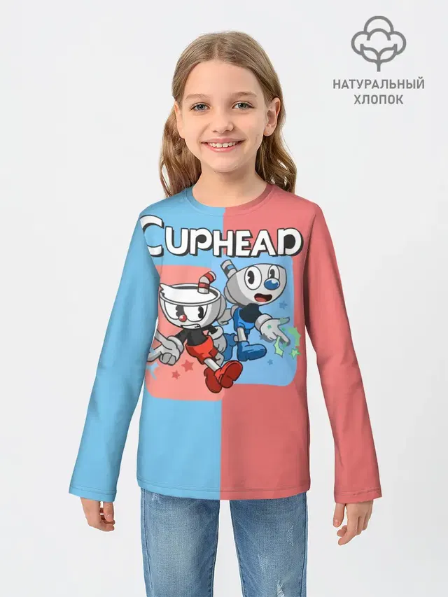 Детский лонгслив с принтом «Caphead»