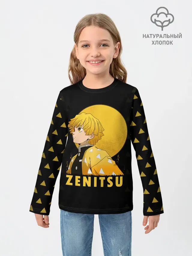Детский лонгслив с принтом «Клинок, рассекающий демонов — ZENITSU Kimetsu no Yaiba»