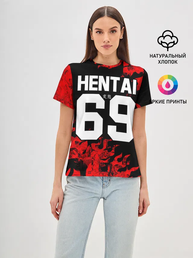 Женская базовая футболка с принтом «Hentai 02»
