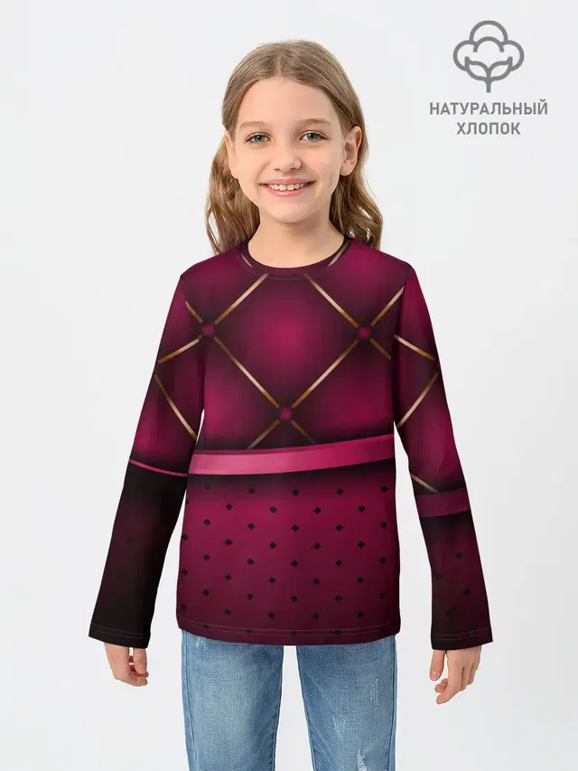 Детский лонгслив с принтом «Текстуры — Luxury Red»