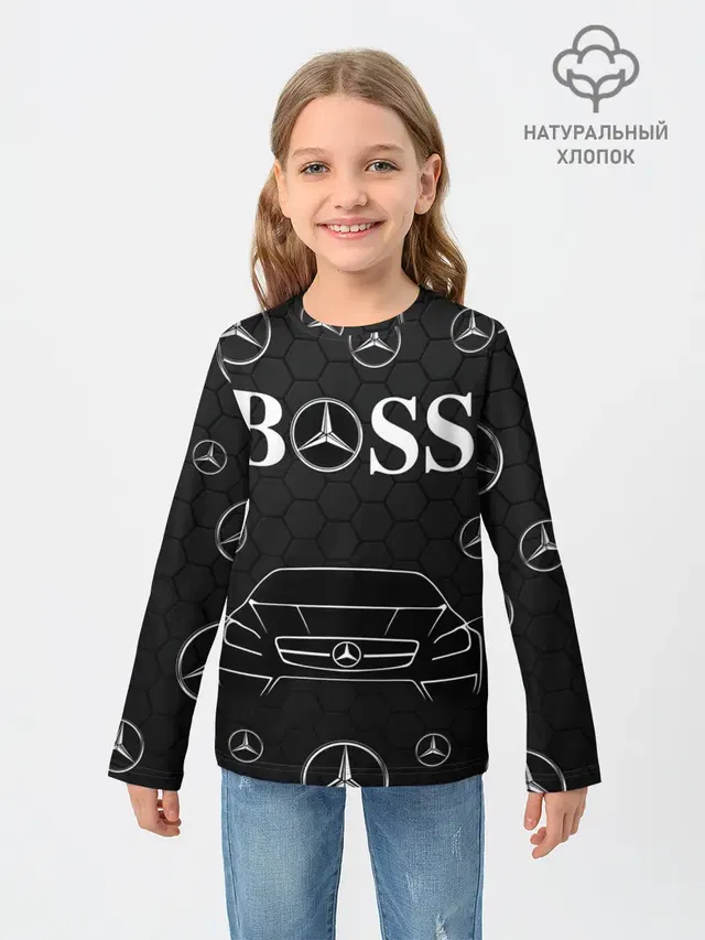 Детский лонгслив с принтом «Boss Mercedes-Benz»