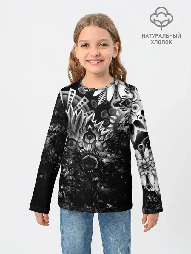 Детский лонгслив с принтом «Узоры — Floral Pattern»