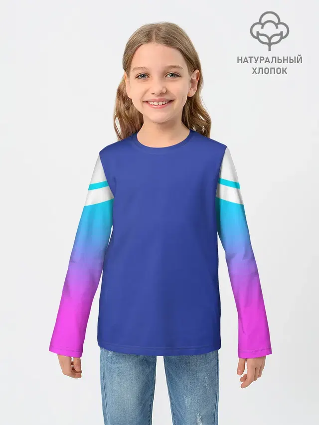 Детский лонгслив с принтом «Текстуры — NEON GRADIENT FITNESS UNIFORM»