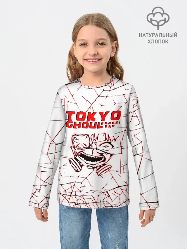 Детский лонгслив с принтом «tokyo - ghoul»