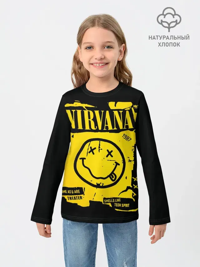 Детский лонгслив с принтом «Nirvana 1987»