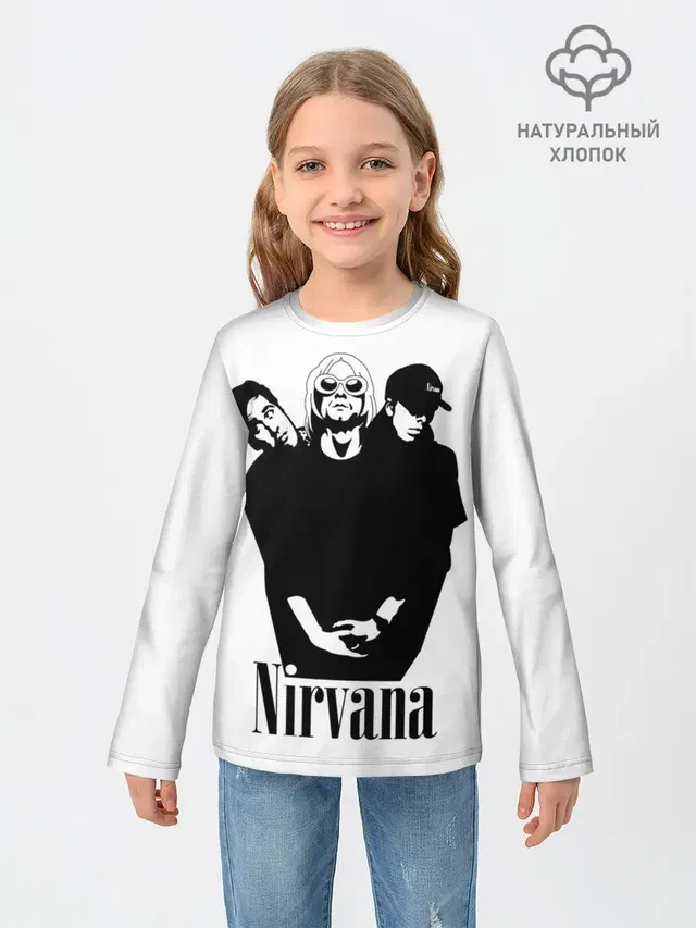 Детский лонгслив с принтом «Nirvana Группа»