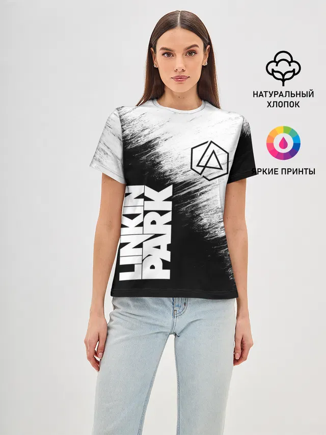 Женская базовая футболка с принтом «LP logo — LINKIN PARK [3]»