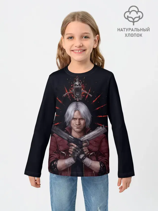 Детский лонгслив с принтом «Devil May Cry — Saint Dante»